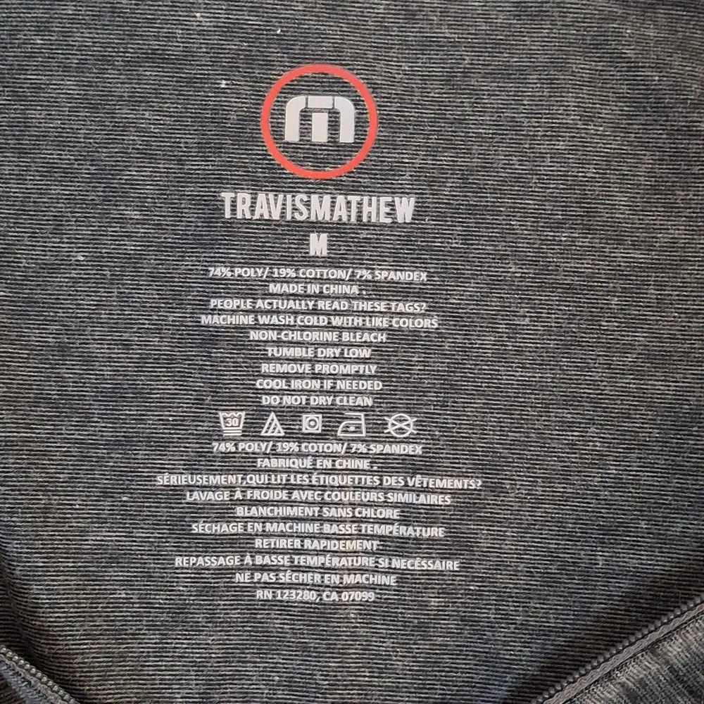 Travis Mathew 1/4 Zip Pullover Mens Medium Charcoal Gray Heather Golf Sweater